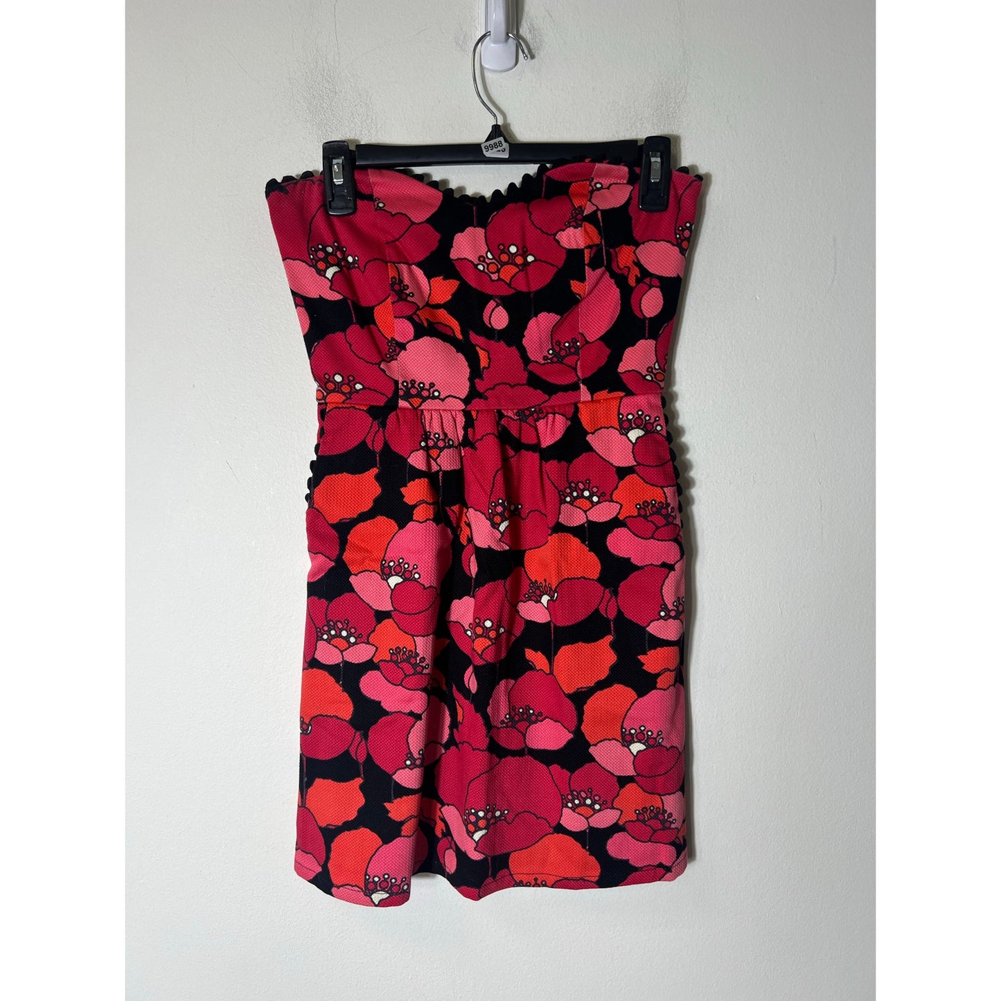 Judith March Strapless Red Floral Mini Dress Sz Small