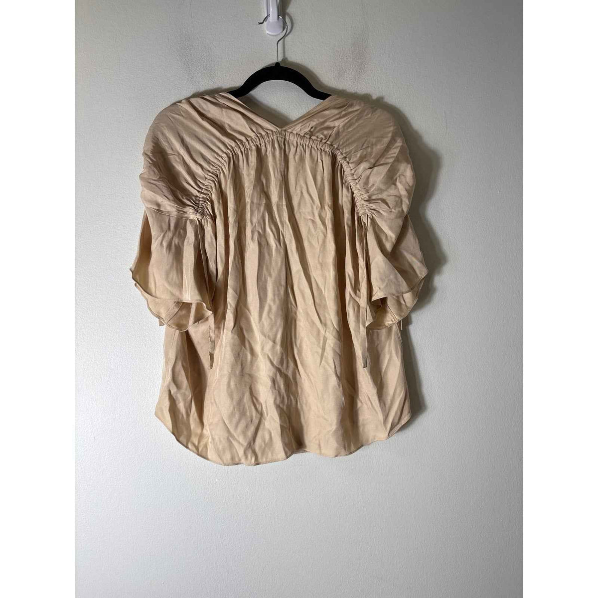 Vince Khaki Silk Blend V Neck Top Sz S