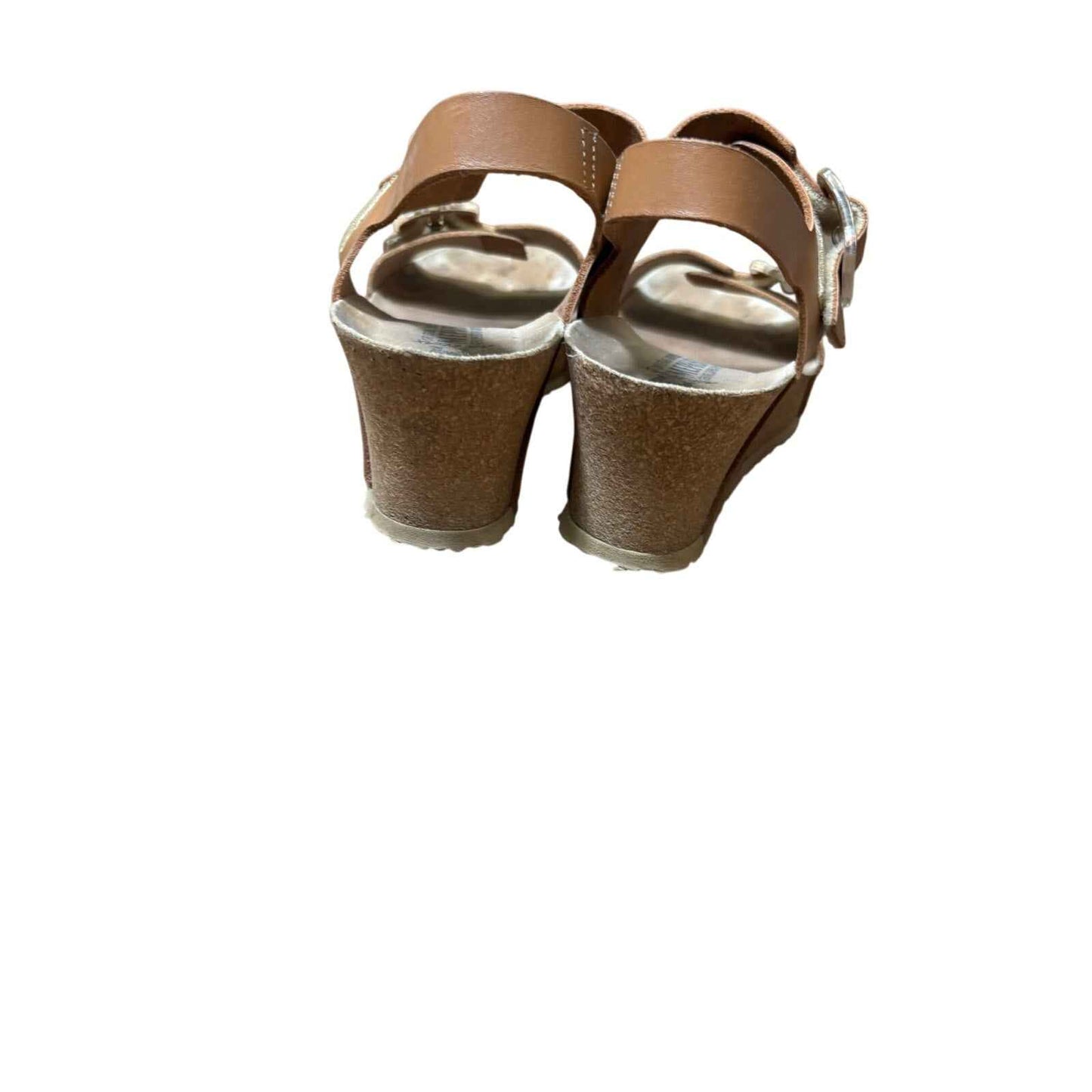 Mephisto Brown Tan Leather Wedge Sandal Sz 40