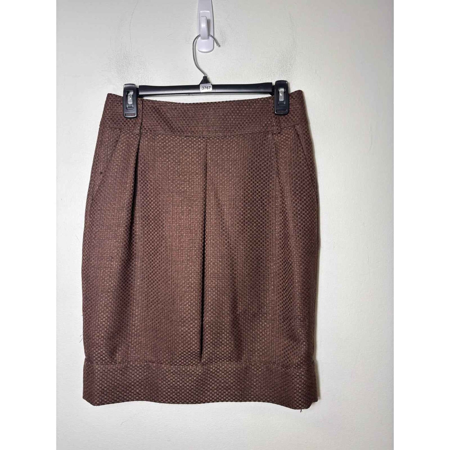 Adrienne Vittadini Brown Tweed Knee Length Pencil Skirt Sz 4