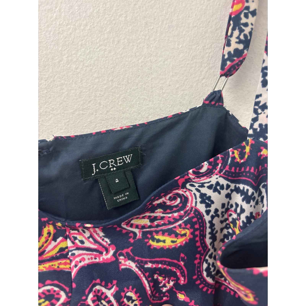 J. Crew Pink Paisley Spaghetti Strap Mini Dress Sz 4