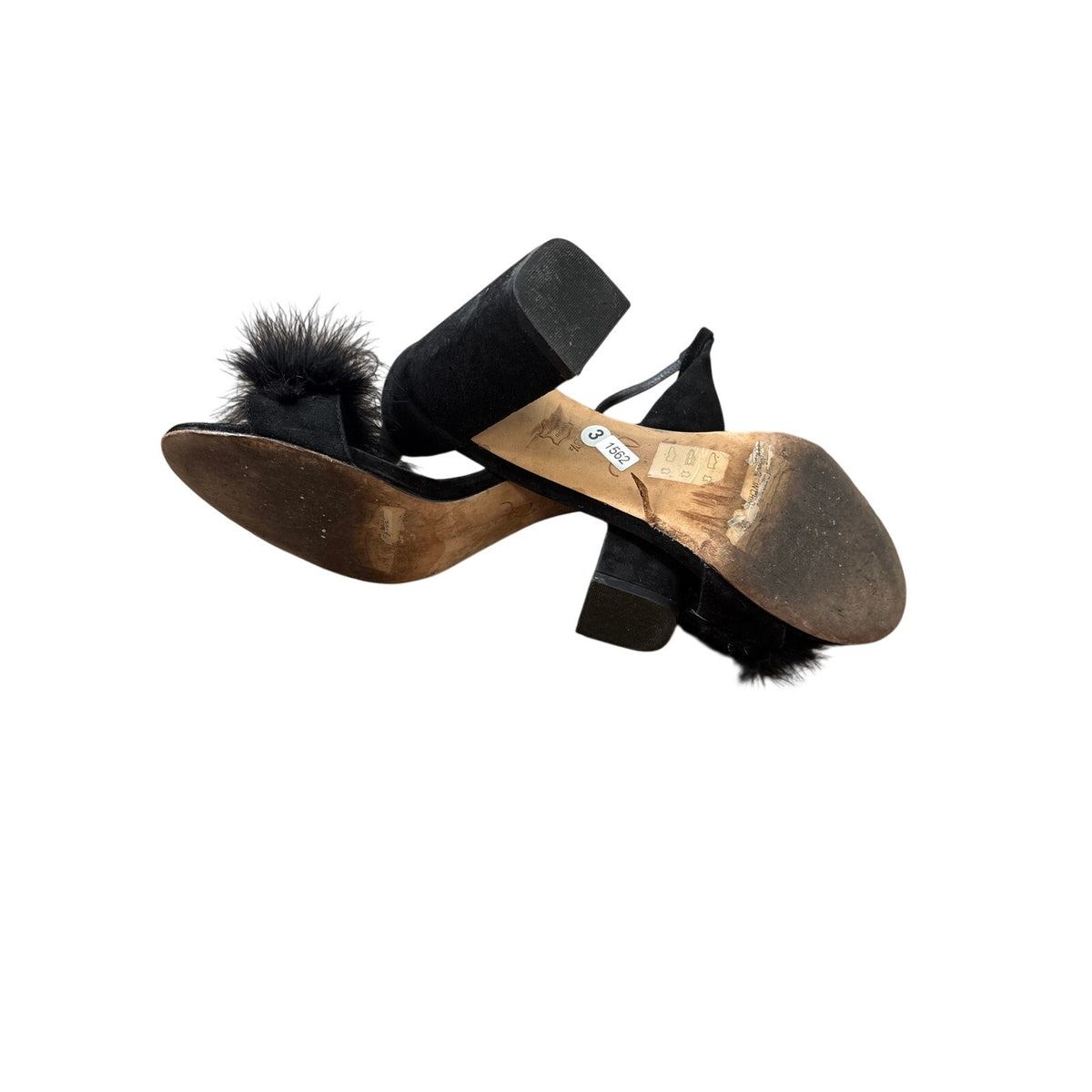Joi Black Feather Heels Sz 9