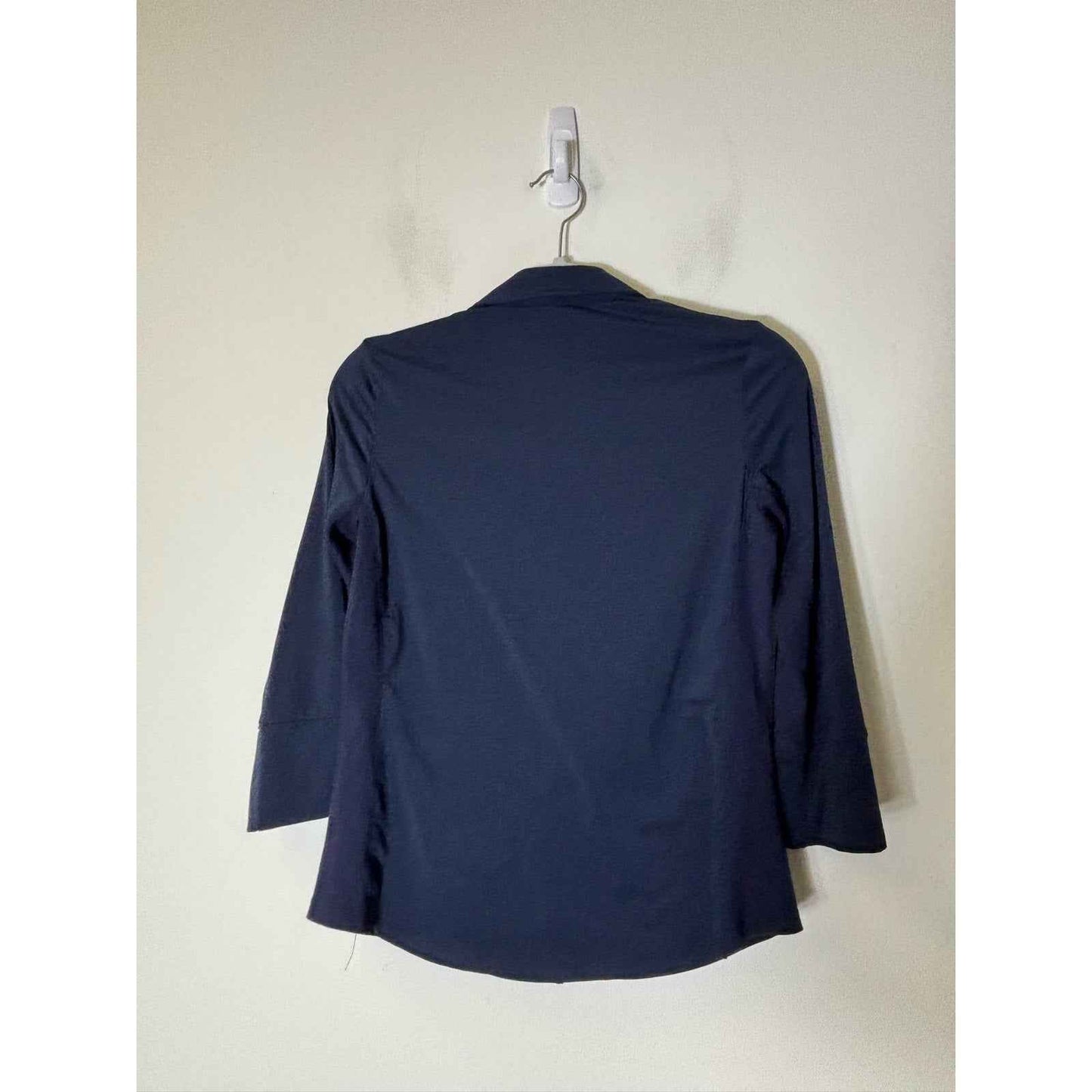 J. McLaughlin Navy Blue Long Sleeve V-Neck Button Up Sz XS