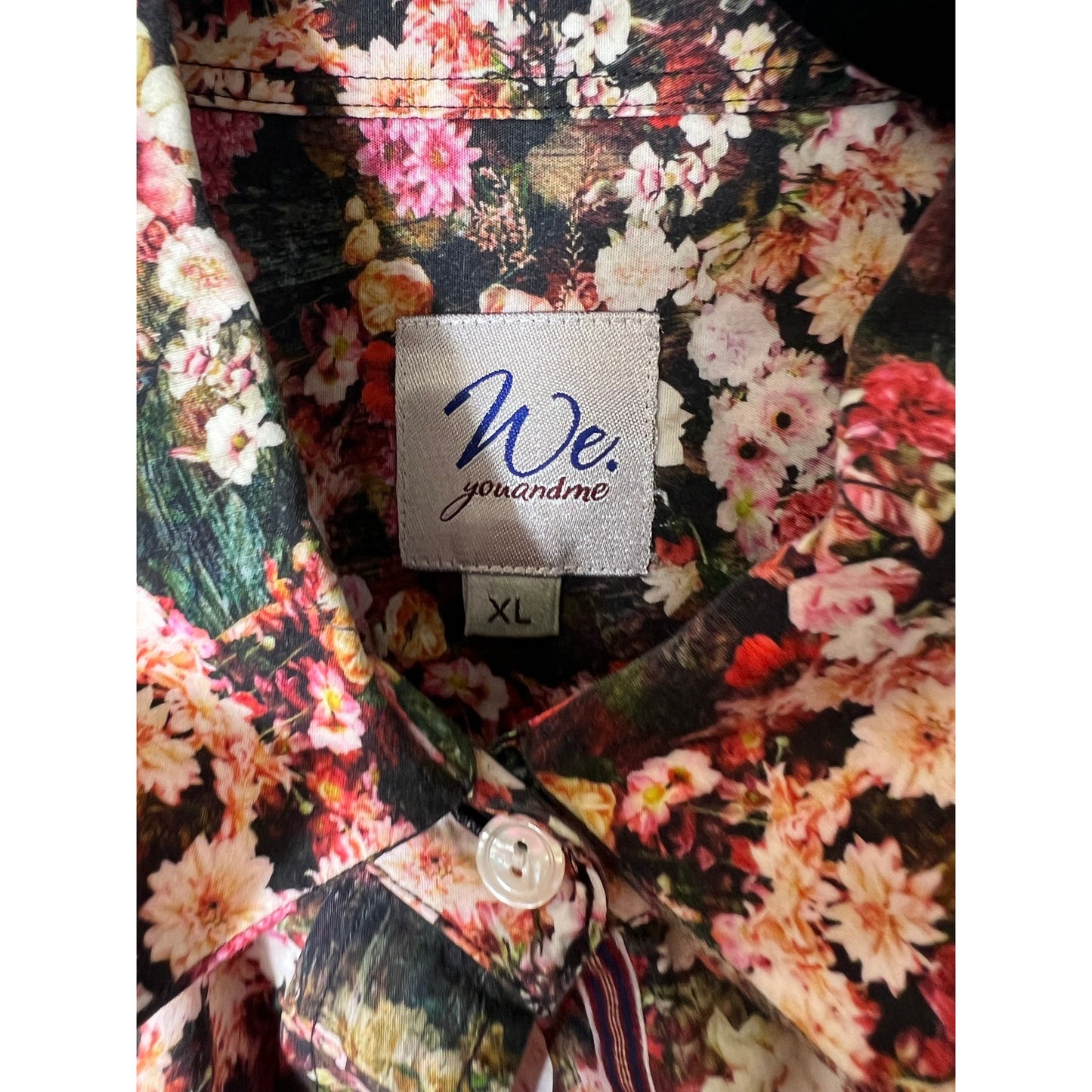 We. You and Me Floral Print Long Sleeve Button Up Shirt Sz XL