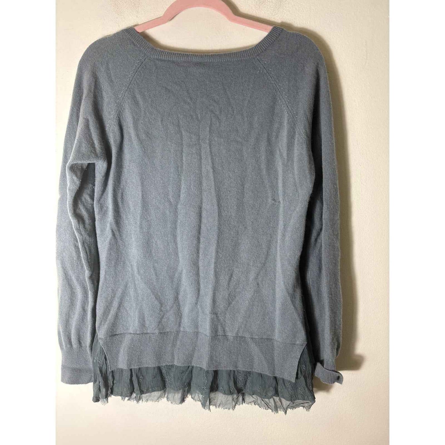 Garnet Hill Soft Teal Cashmere Sweater Sz M