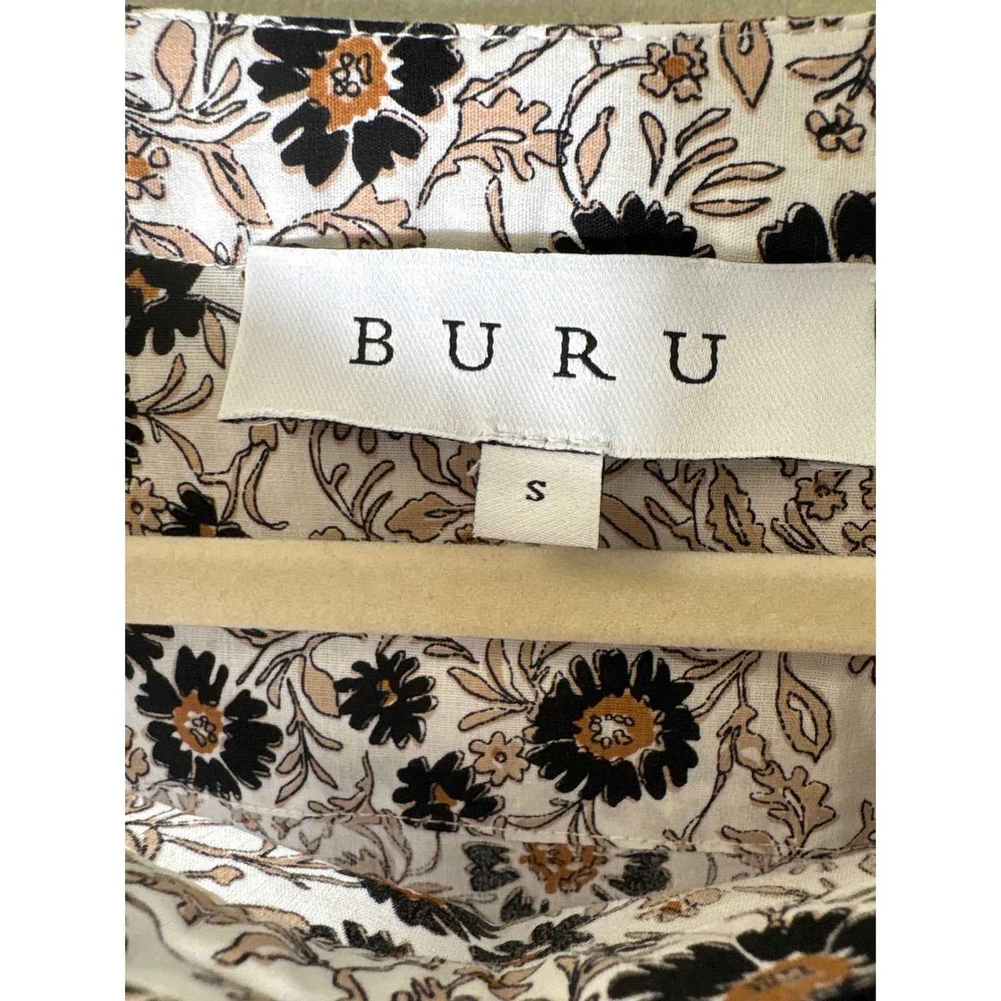 Buru Black and Brown Floral Long Sleeve Top and Mini Skirt Set Sz S