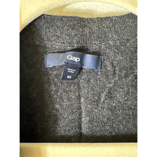 Gap Gray Silver Shimmer Embellished Trim Sweater Vest Sz XS