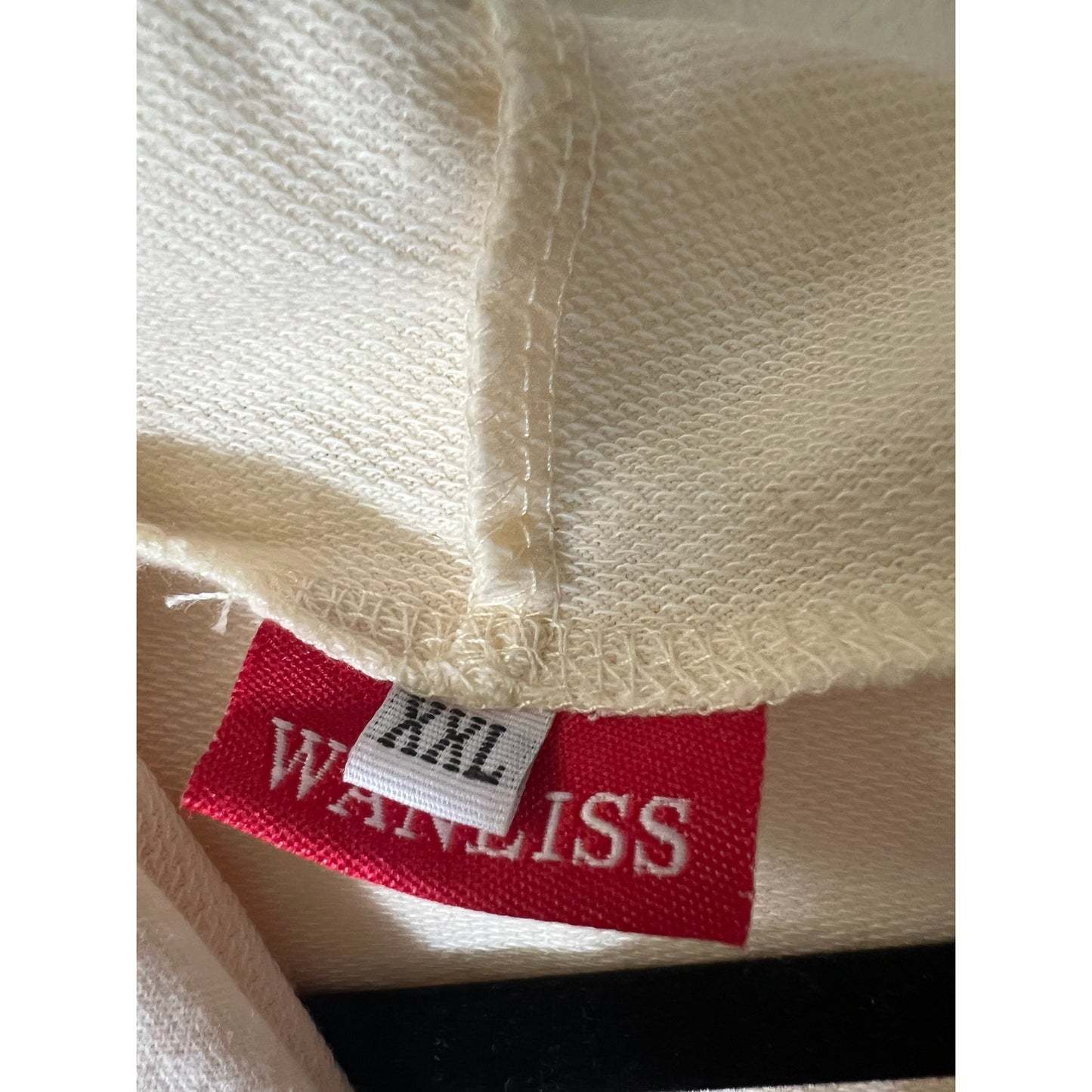 Wanliss Off White Hooded Long Sleeve Sweatshirt Sz XXL