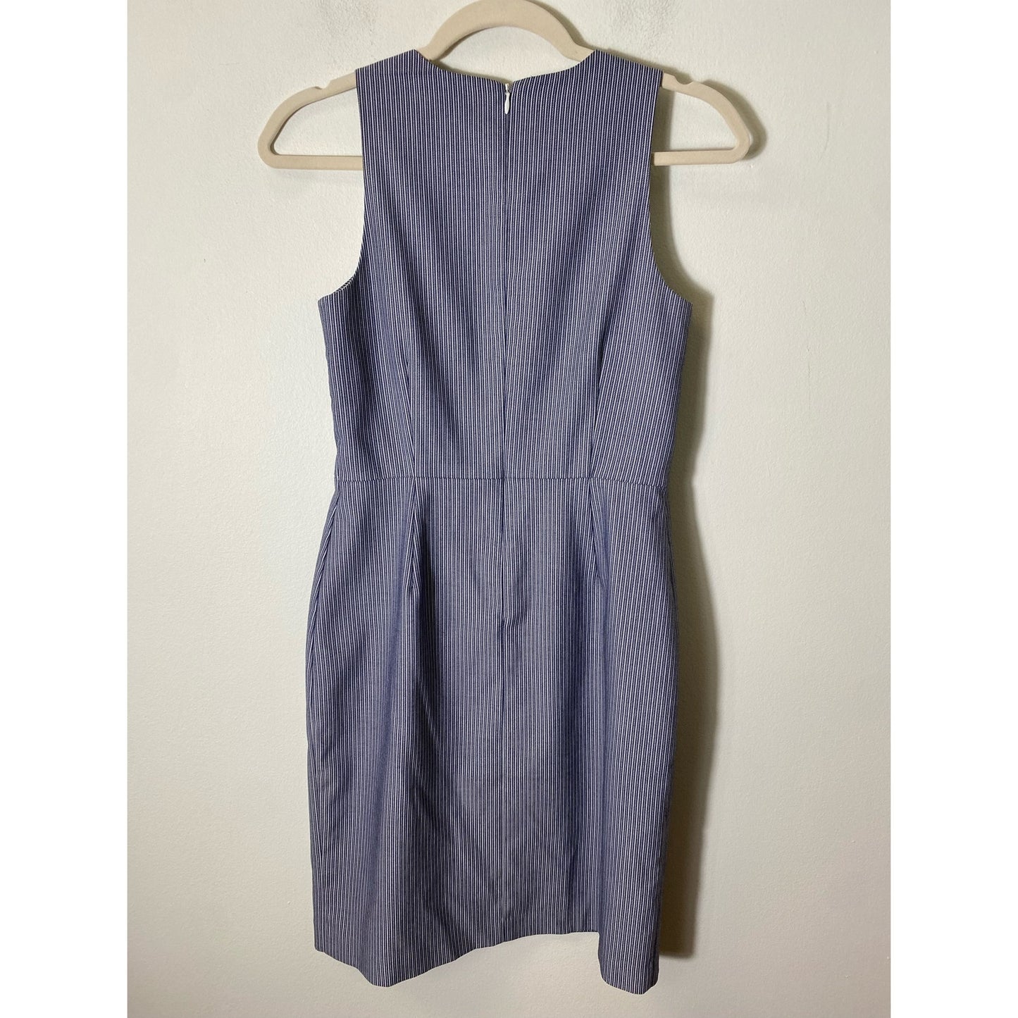 Banana Republic Blue White Striped Front Slit Sleeveless Dress Sz 0