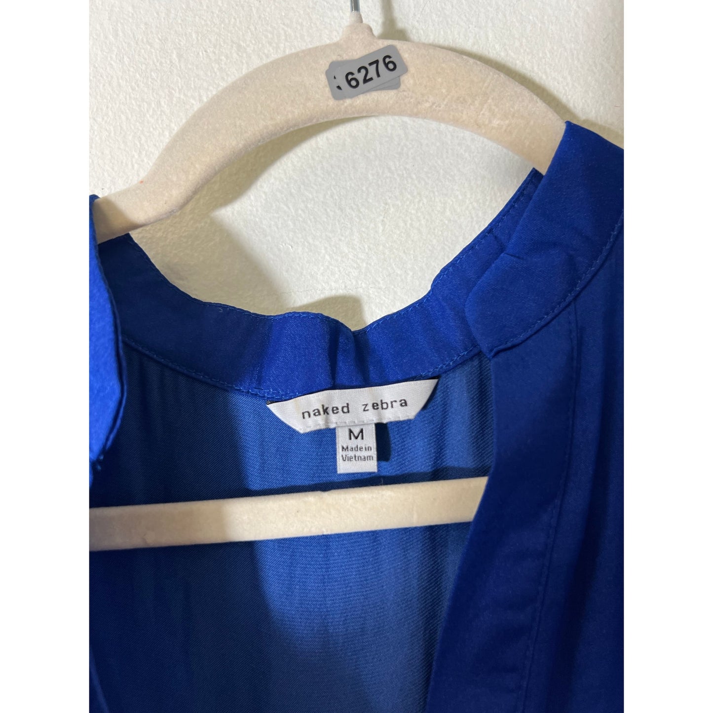 Naked Zebra Blue V Neck Tank Top Sz M