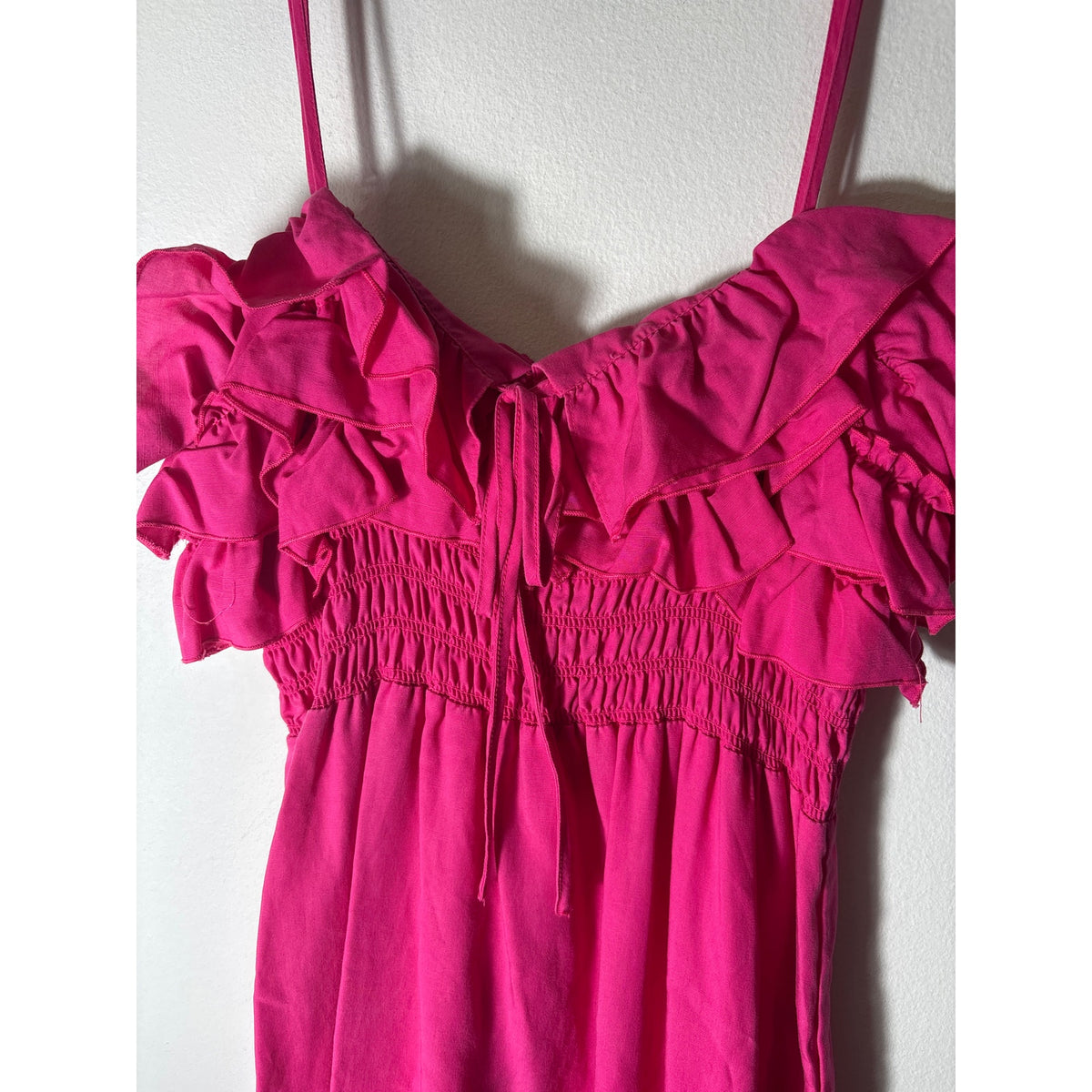 H&M Pink Ruffle Spaghetti Strap Dress Sz M