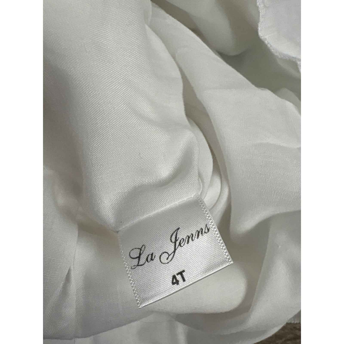Girls vintage La Jenns White Linen Sleeveless Tie Strap Dress Saiboat App Sz 4T
