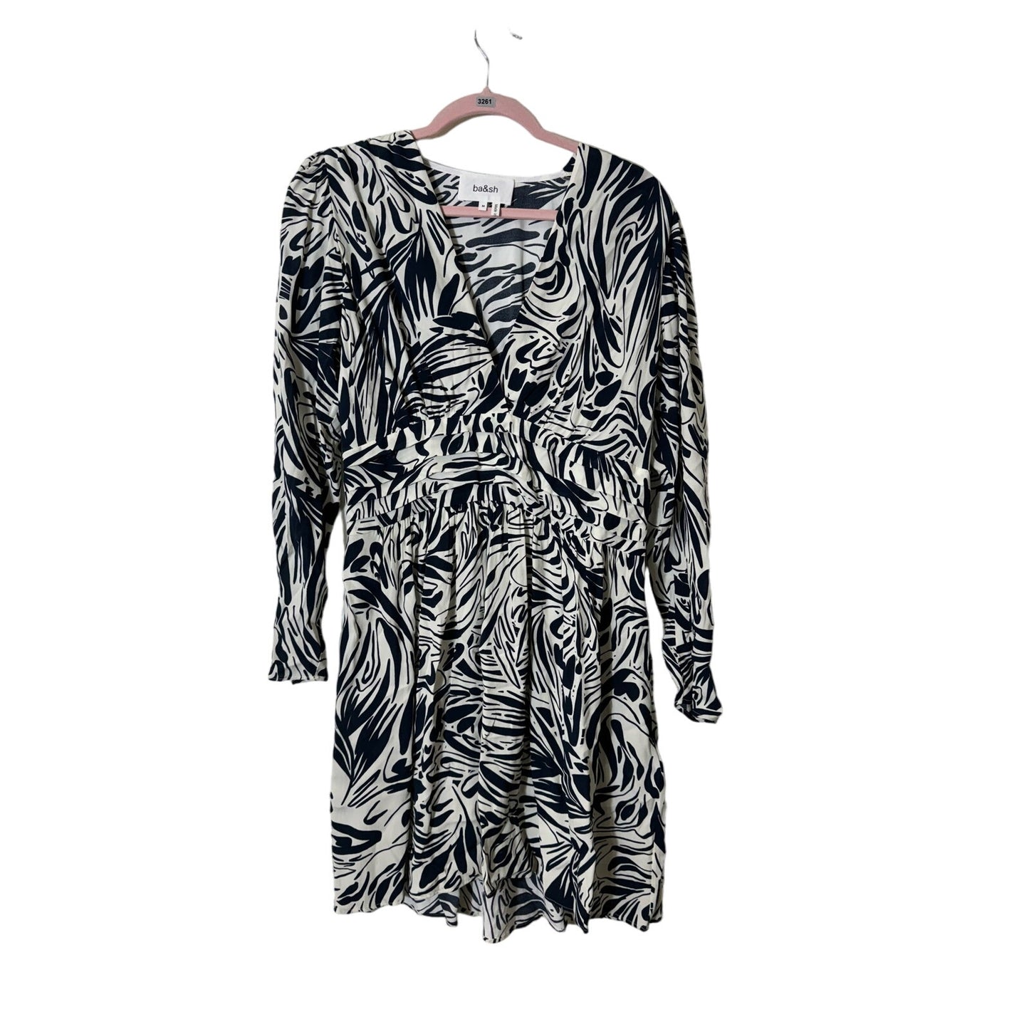 Ba&sh Navy White Long Sleeve Mini Dress Sz M