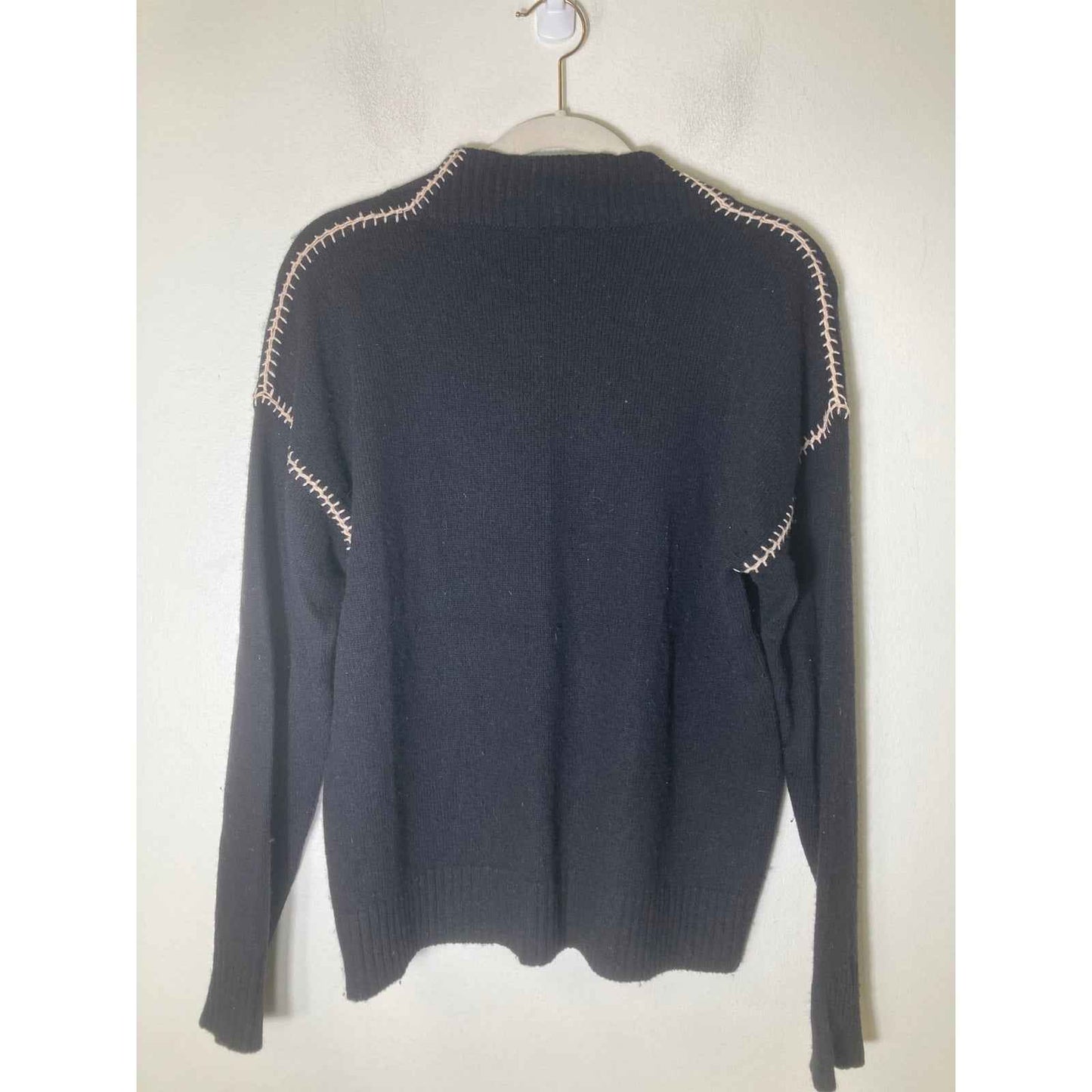 Minnie Rose Black Long Sleeve Sweater Sz L