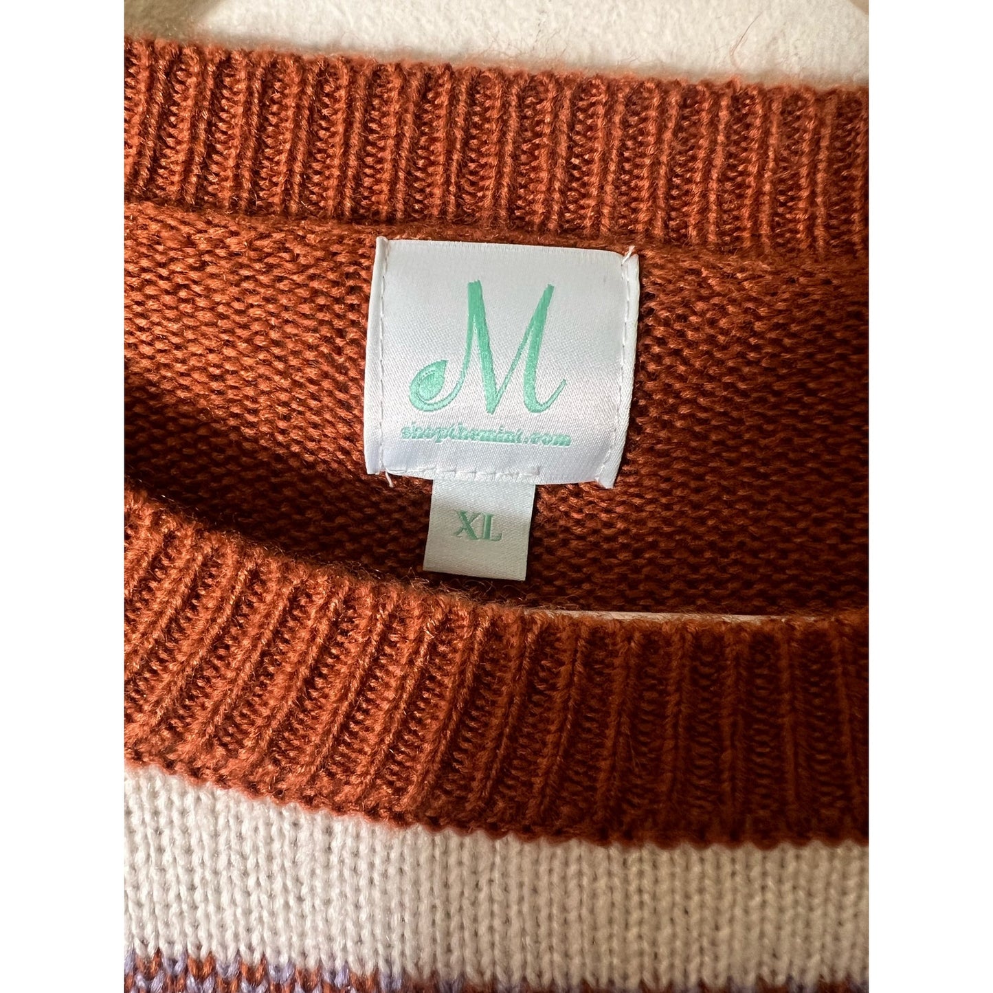 Shop the Mint Purple Orange Long Sleeve Stripe Sweater Sz XL