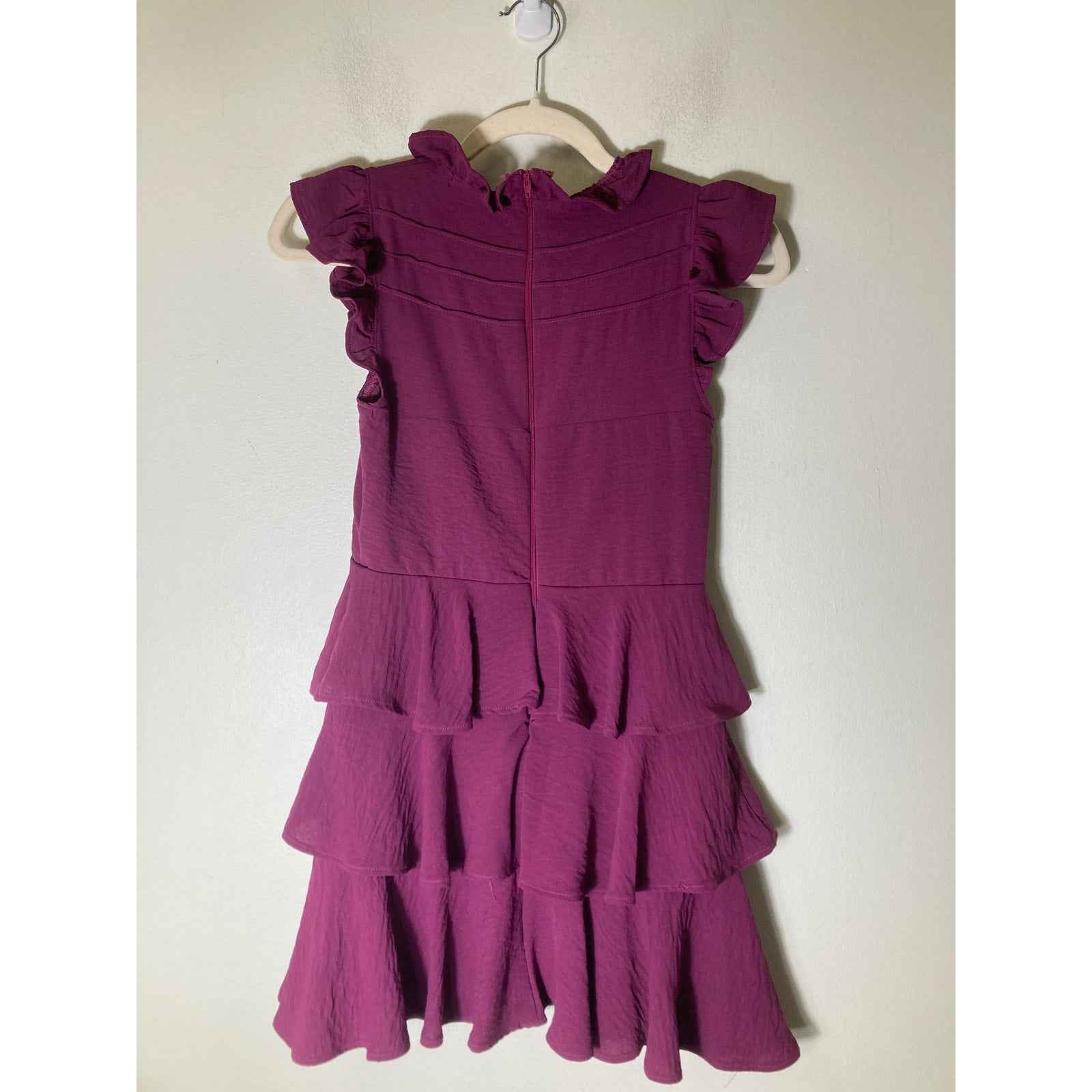 Girl's Miss Behave Purple Sleeveless Tiered Ruffle Mini Dress Sz 12