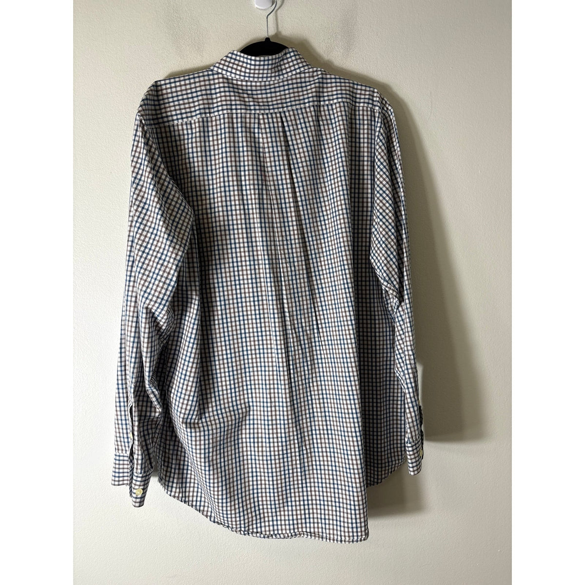 Mens Southern Marsh Blue and Brown Gingham Button Up Shirt Sz L