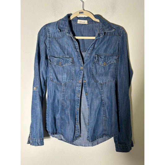 Bella Dahl Chambray Long Sleeve Button Up Shirt Sz S