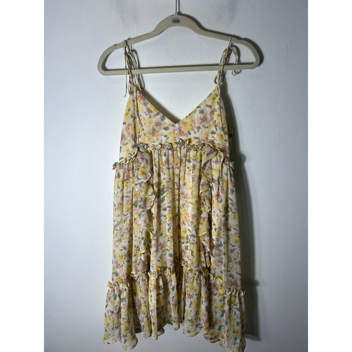 LABIZ Los Angeles Yellow Floral Spaghetti Strap Mini Dress Sz M
