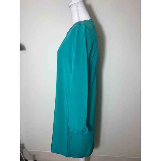 Diane VonFurstenburg Teal Silk Tunic Shift Dress Sz 4