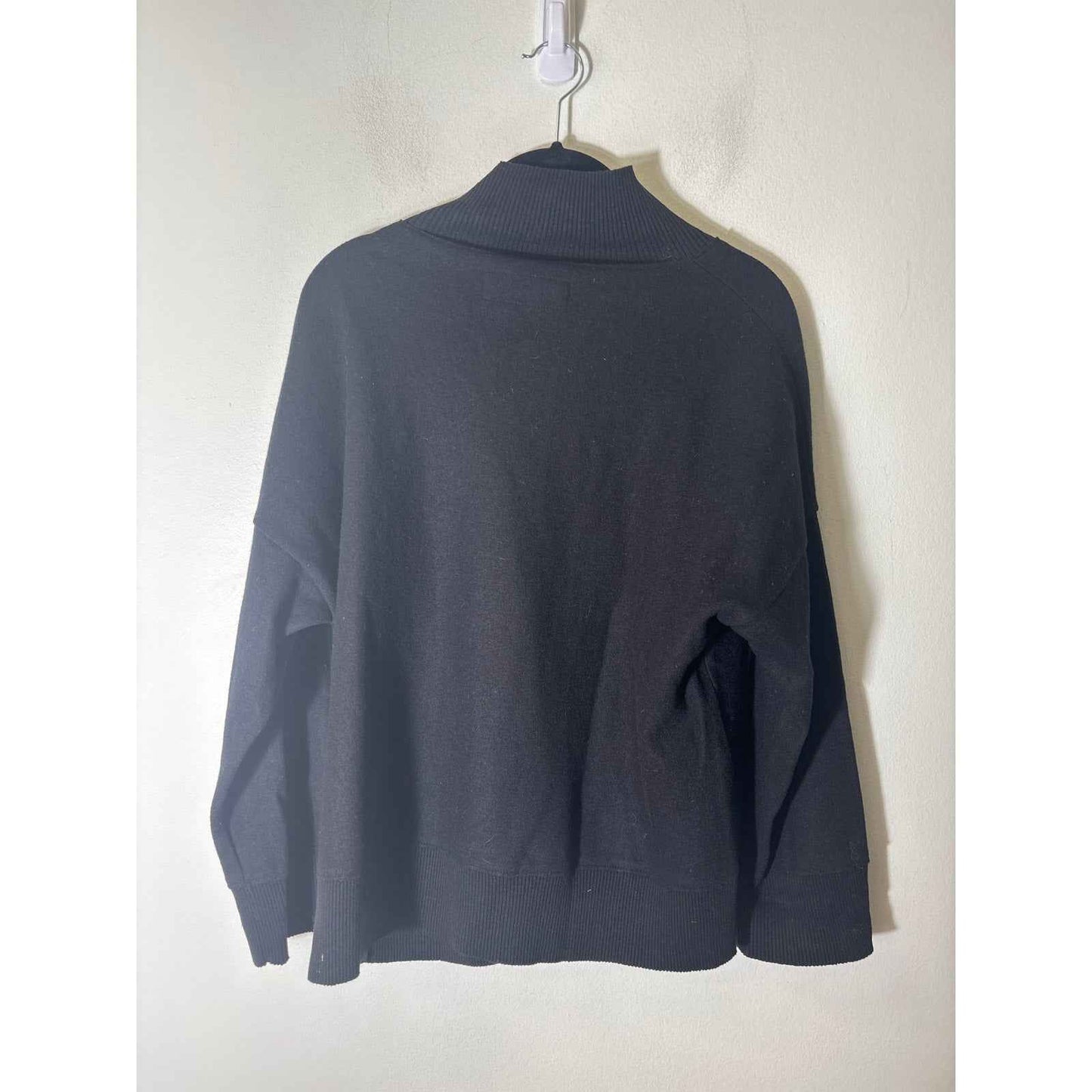 Lafayette 148 Black Long Sleeve Wool Mock Neck Shirt Sz S