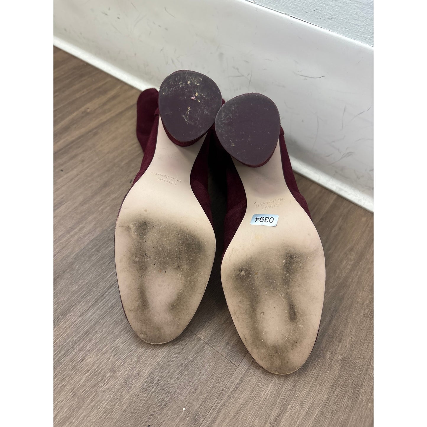 Stuart Weitzman Maroon Suede High Heel Bootie Sz 6
