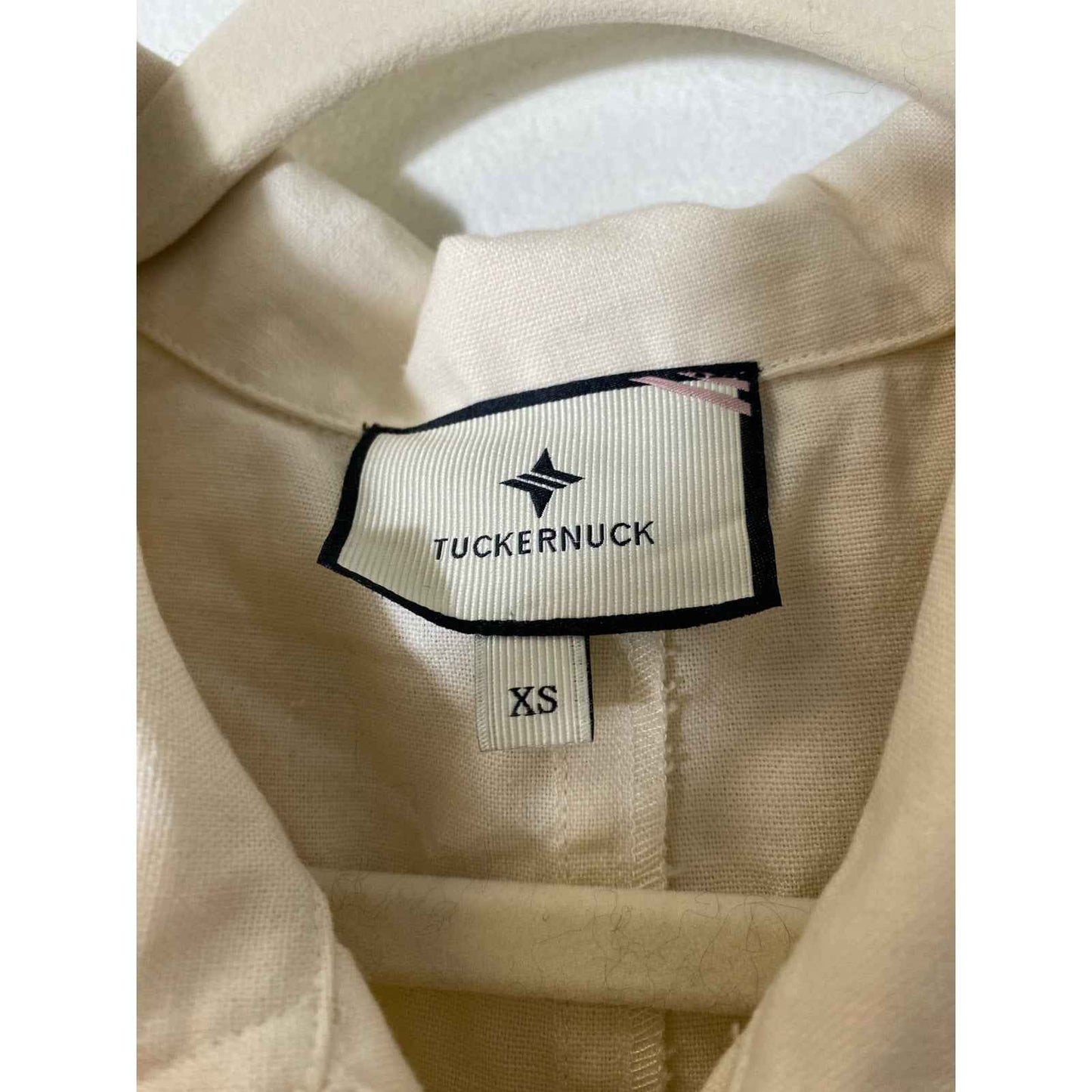 Tuckernuck Cream Linen Blend Frayed Collar Jacket Sz XS