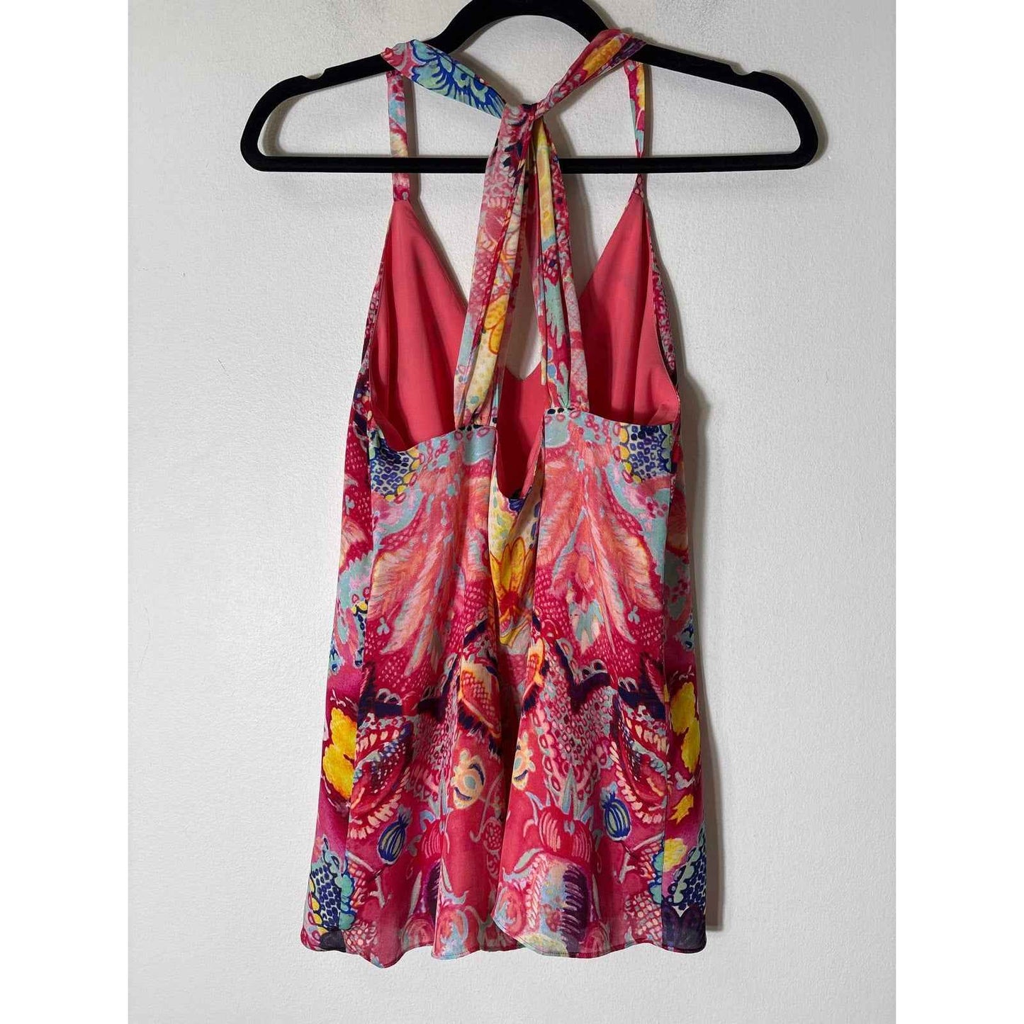 Haute Hippie Mulitcolored Silk Crossback V-Neck Top Sz S