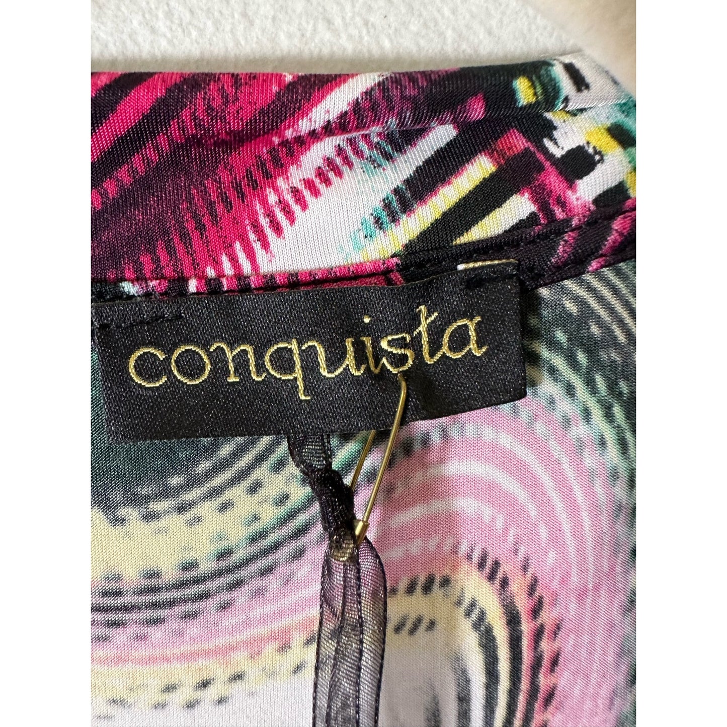 NWT Conquista Sleeveless Multi-colored Disco Patterned Midi Dress Sz 46/18