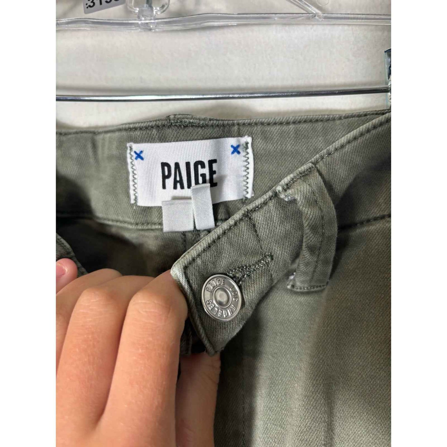 Paige Army Green Wide Leg Cargo Pants Sz 25