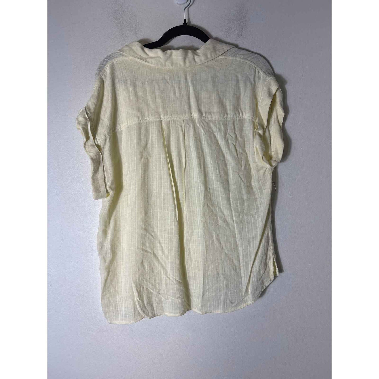 Bella Dahl Yellow V Neck Cuffed Sleeve Top Sz M