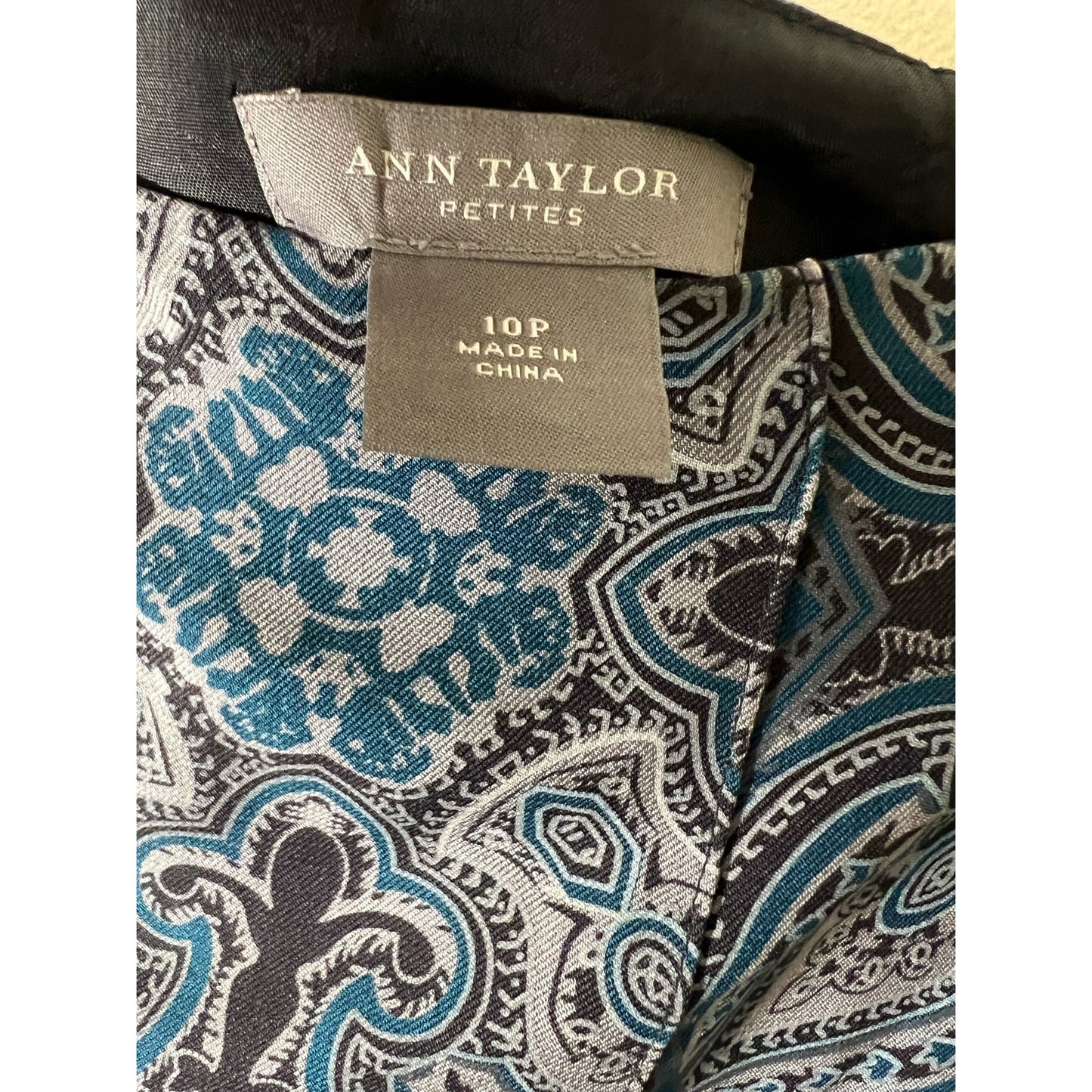 Ann Taylor Blue Black Paisley A Line Skirt Sz 10P