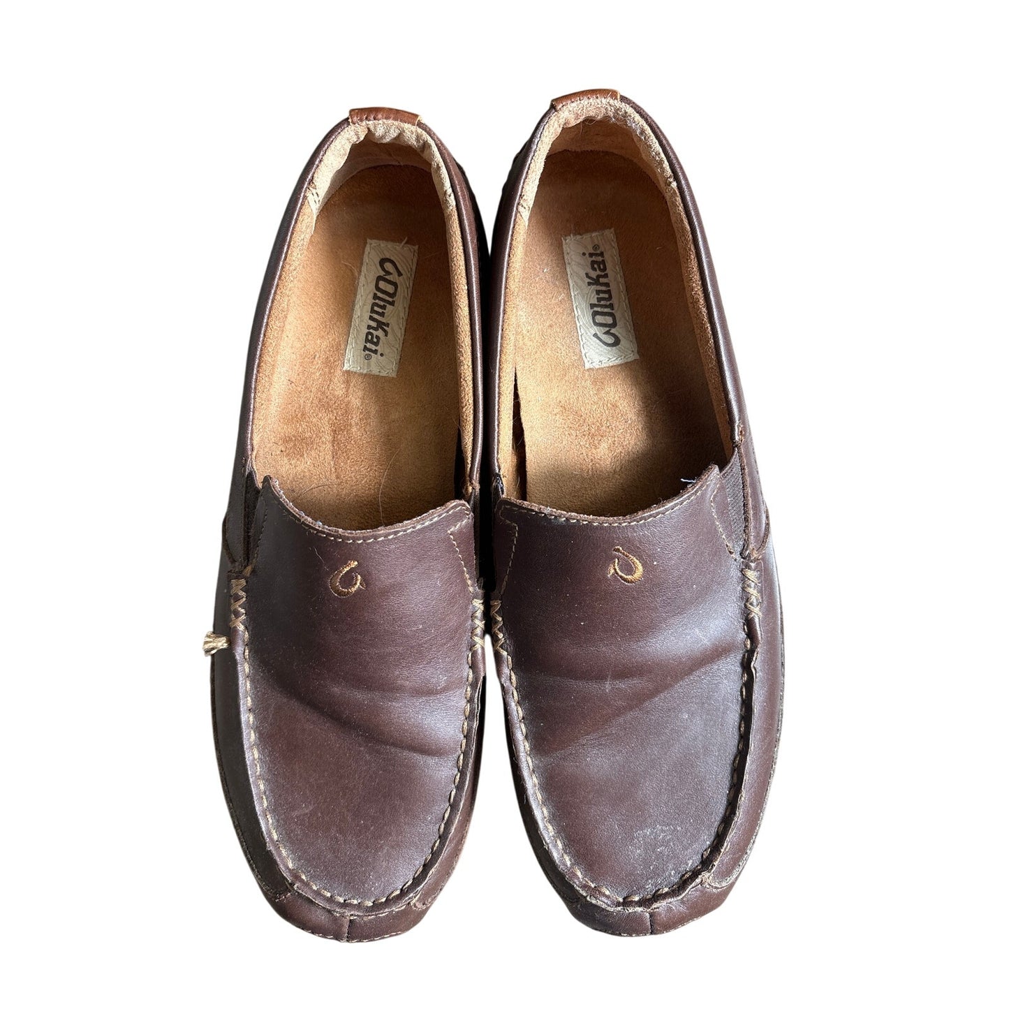 Mens Olukai Dark Brown Leather Loafer Size 11
