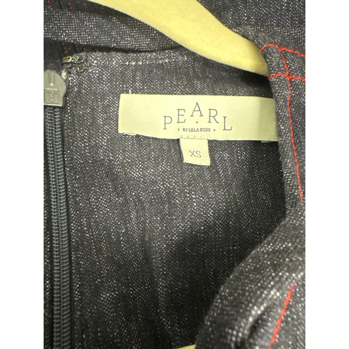Pearl By Lela Rose Denim With Red Stitching Flare Dress Sz XS