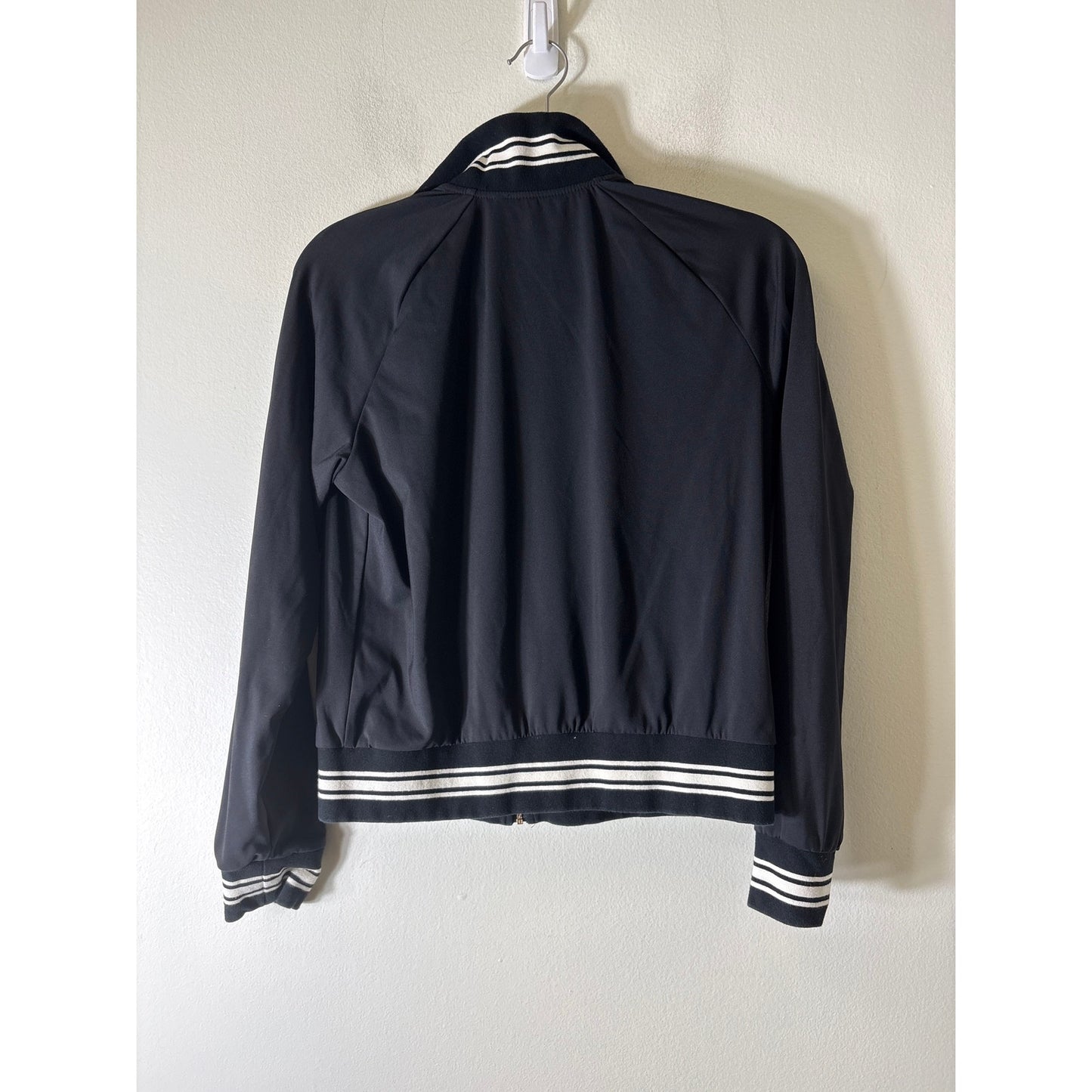 J. McLaughlin Black Stripe Long Sleeve Zip Up Jacket Sz XS