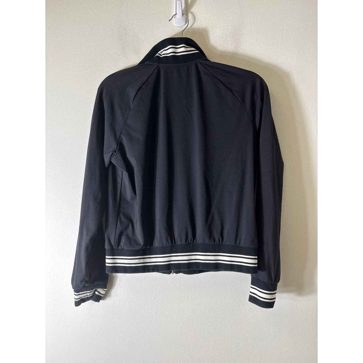 J. McLaughlin Black Stripe Long Sleeve Zip Up Jacket Sz XS