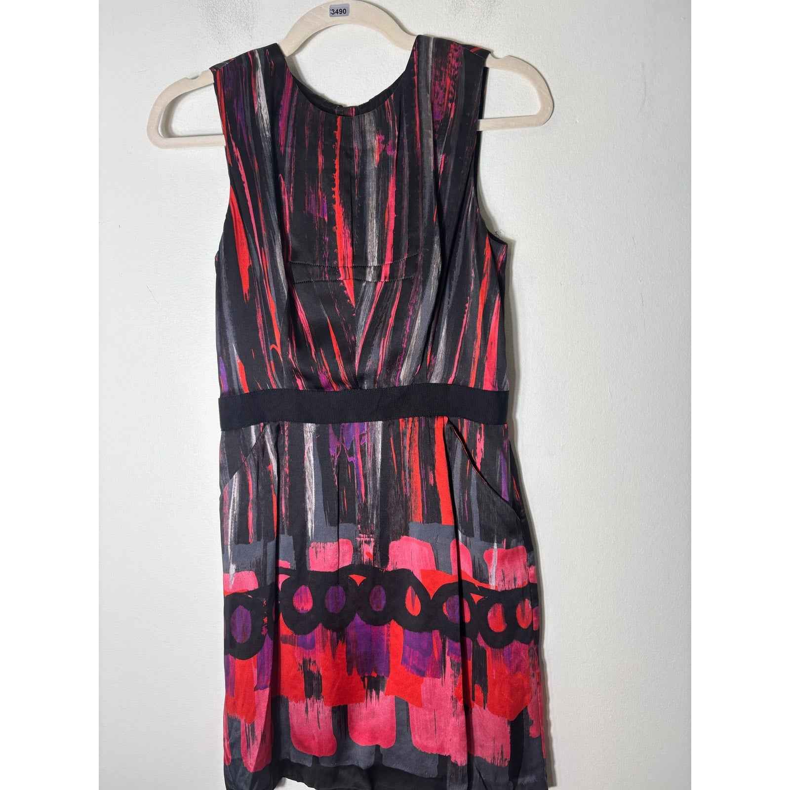 Milly Brush Stroke Sleeveless Mini Dress Sz 4