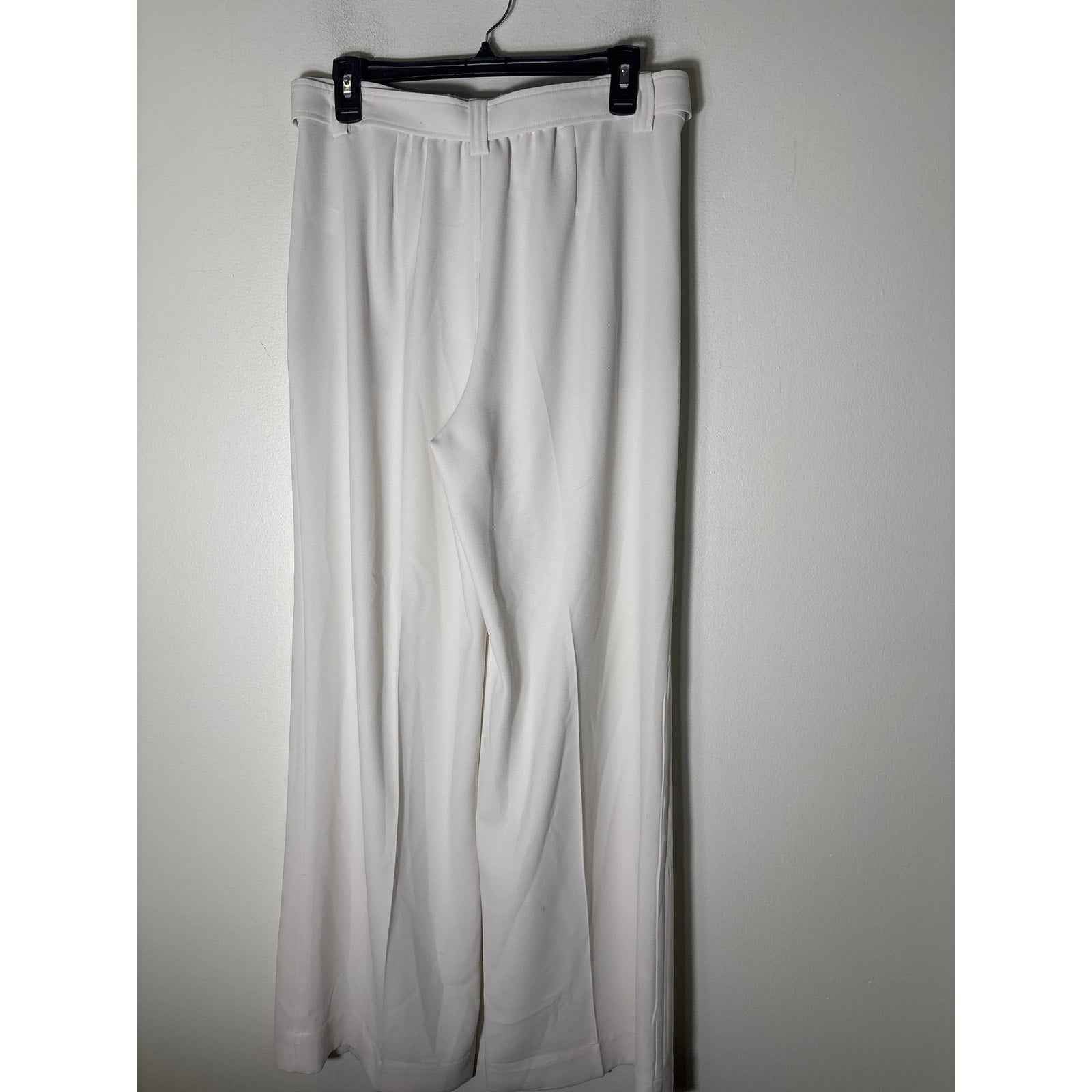 Brochu Walker Off White Flowy Wide Leg Pants with Tie Belt Sz M