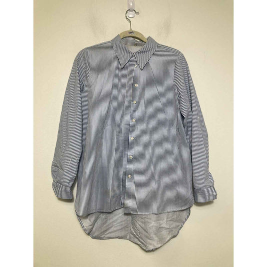 Just Female Blue and White Stripe Oxford Button Up SHirt Sz XS