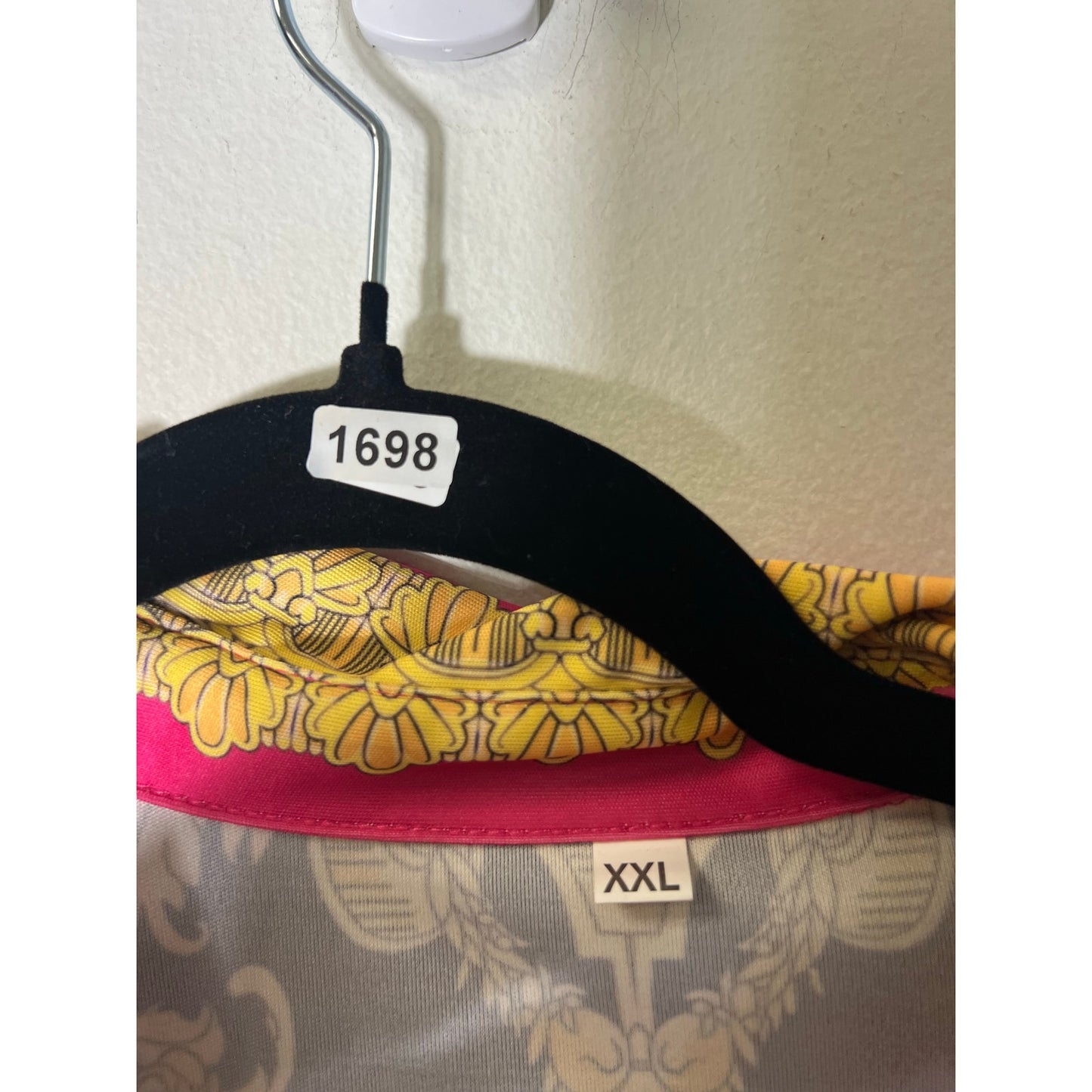 No Brand Black Gold Pink Print Long Sleeve Button Up Sz XXL