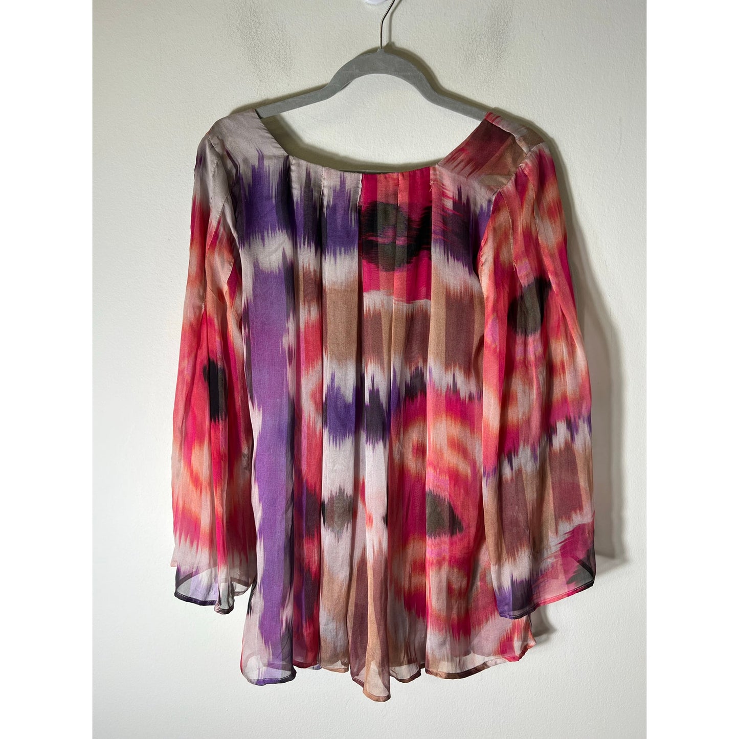 Alexis Multicolor Silk Long Sleeve Sheer Top Sz XS