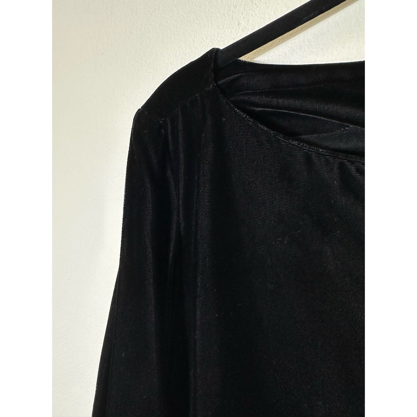 Allen Allen USA Black Velvet Long Sleeve Shirt Sz S
