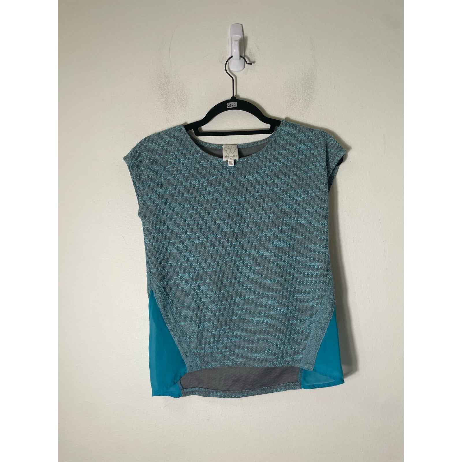 Youth Ella Moss Teal Knit Shift Top Sz 12