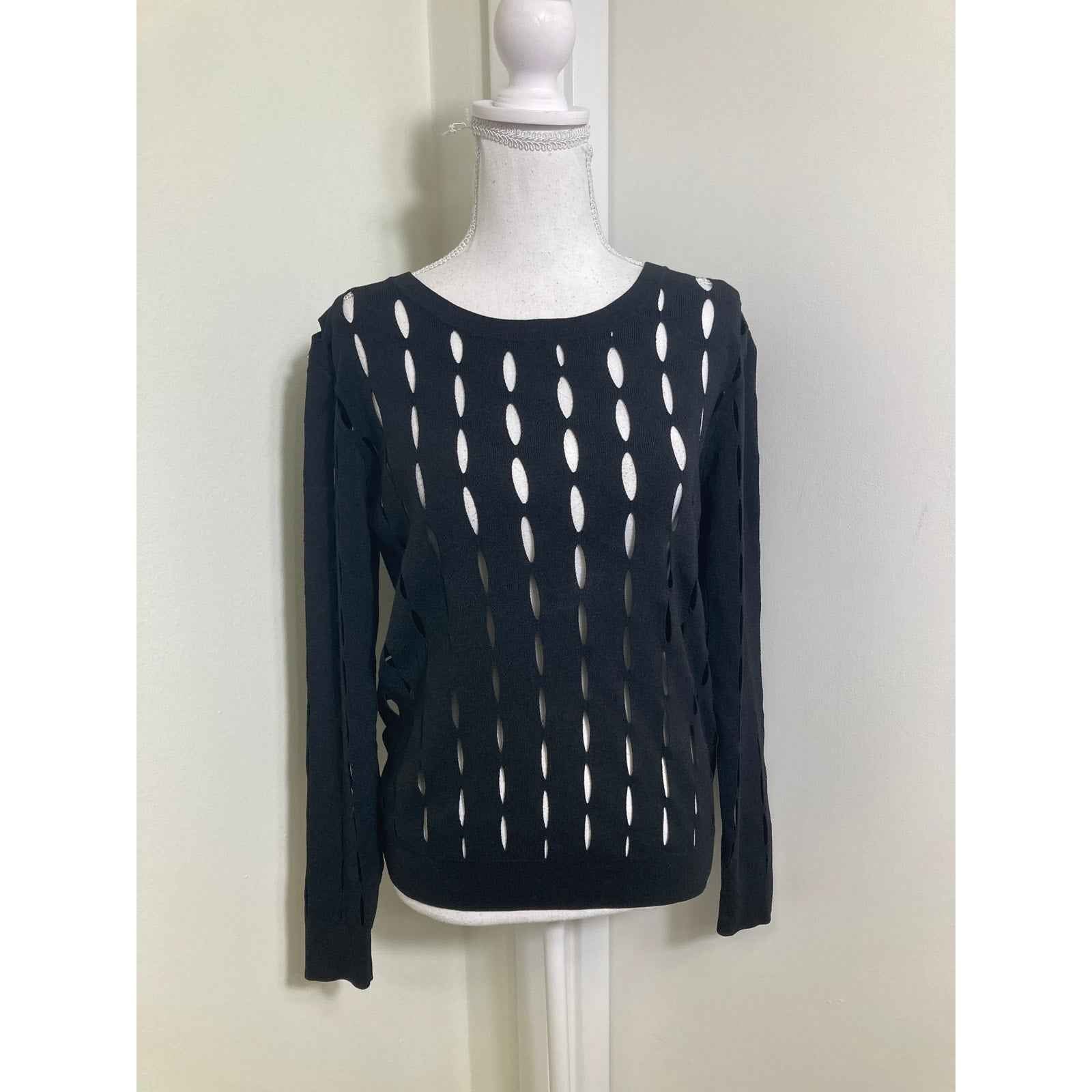 Oc Black Cut Out Long Sleeve Sweater Sz S