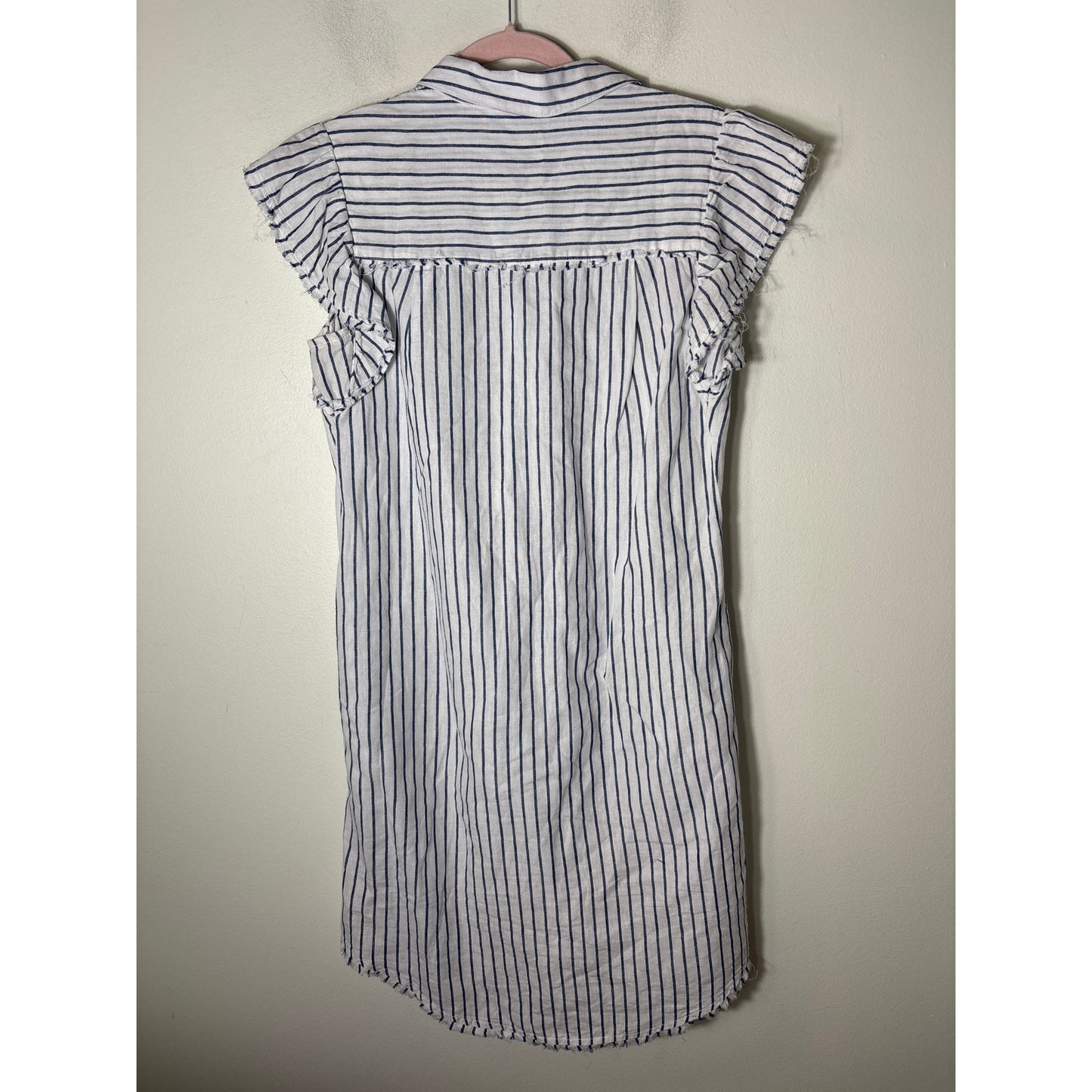Melissa Nepton Blue and White Stripe Flutter Sleeve XS