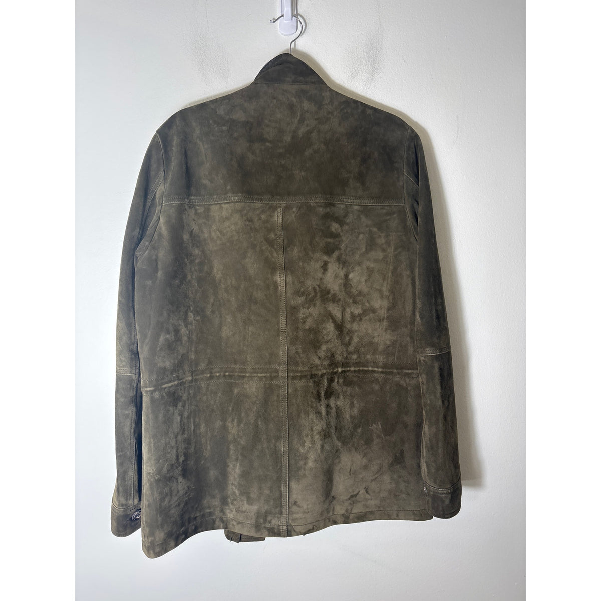 Mens Allen Emonds Dark Green Goat Skin Leather Jacket Sz M