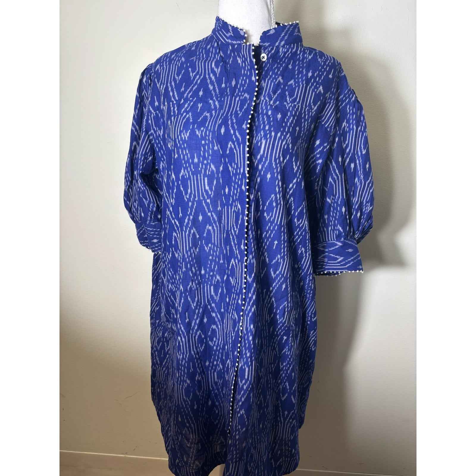 NWT Seema Kahai Ikat Cobalt Blue Dress Sz XL