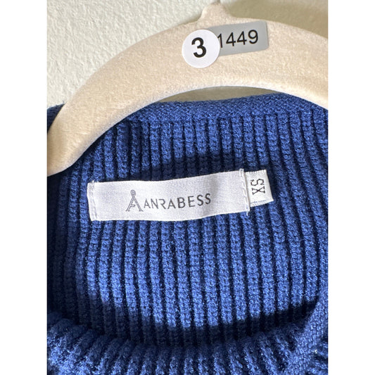 Anrabess Navy Mock Neck Sleeveless Sweater Sz XS