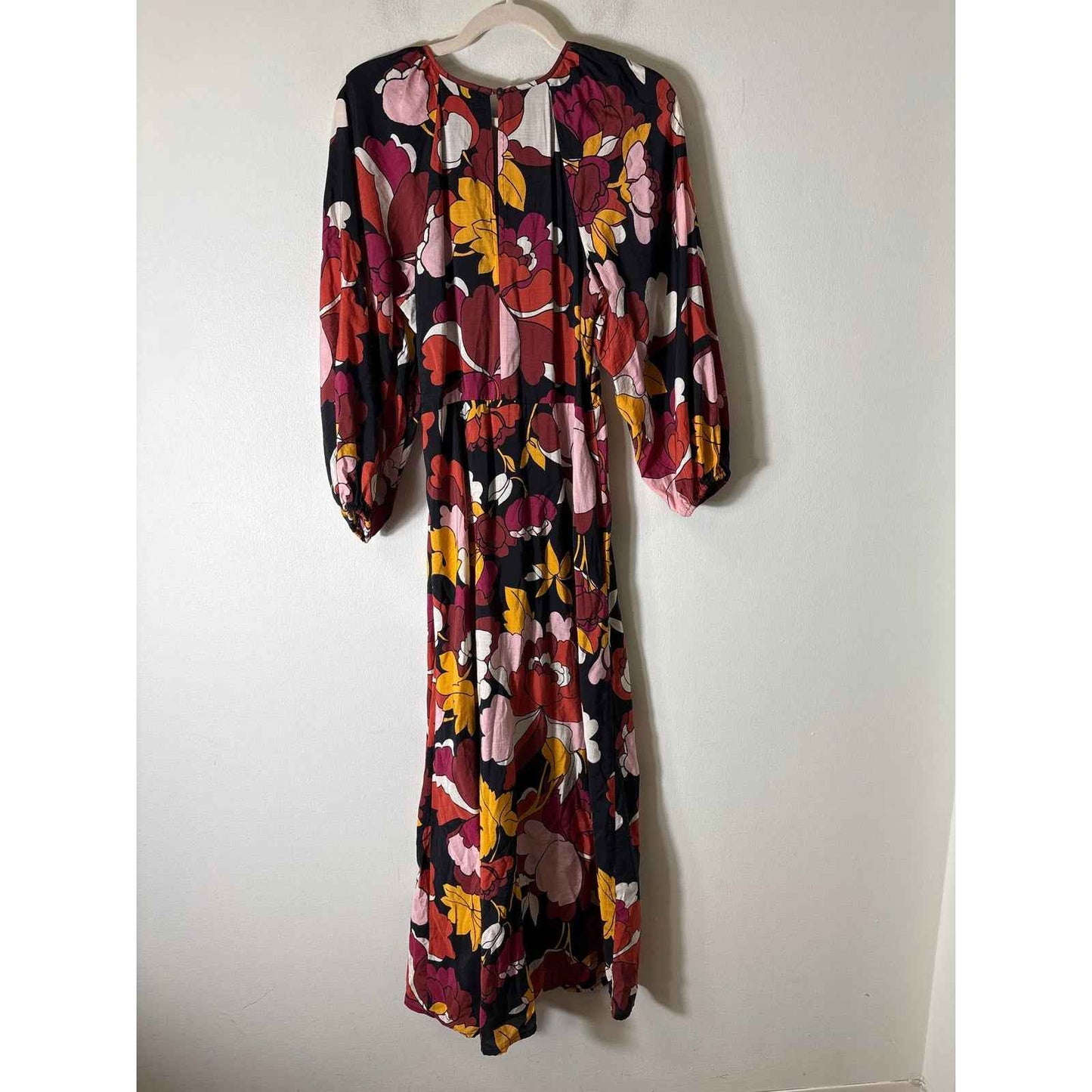 Maeve Black Red Floral Long Sleeve Maxi Dress Sz 8