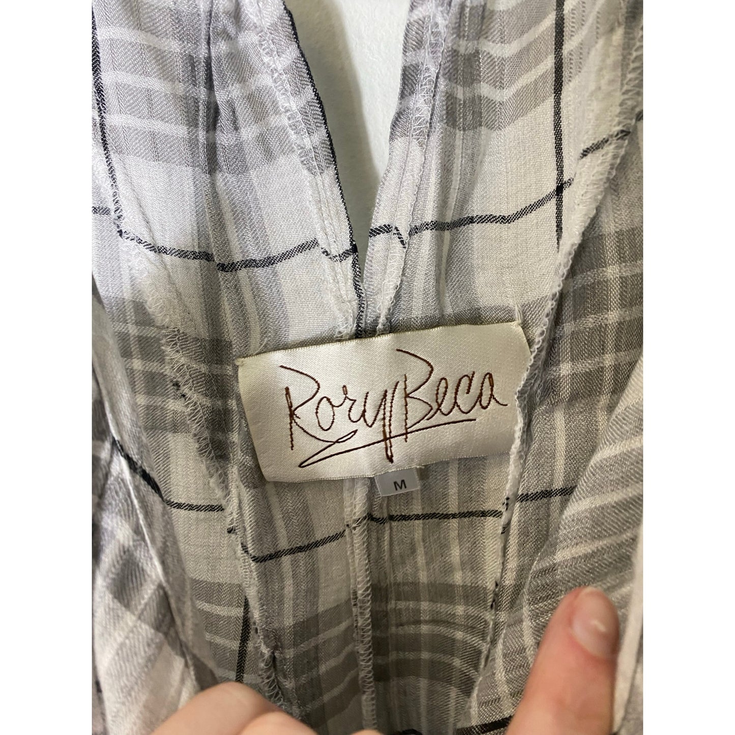 Rory Beca Grey/White/black Plaid Tank Sz M